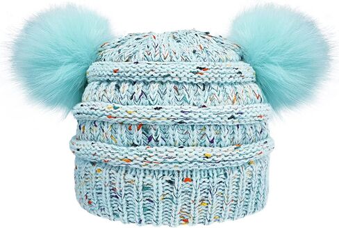 قبعة LUCKYBUNNY للأطفال الصغار من الأولاد والبنات مع بوم بوم، قبعة صغيرة شتوية دافئة، قبعة تزلج سميكة، لعمر 7-12 عامًا in Kuwait