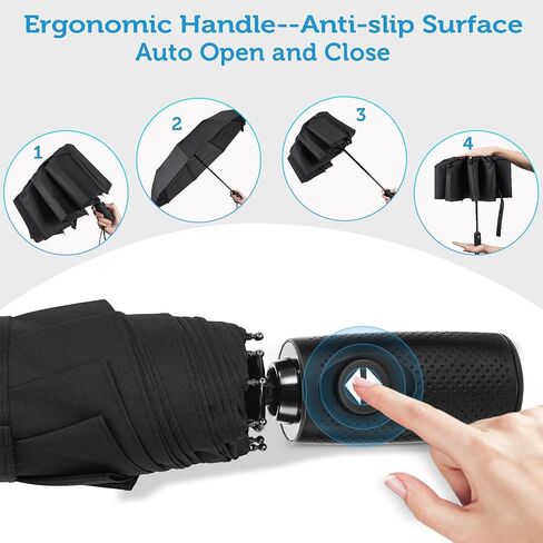 PANBU Umbrella Umbrellas for Rain, Ideal Portable Travel Umbrella Windproof Compact Umbrella for wind and Rain, --Stong Wind Resistant, Heavy Duty, Automatic Umbrella, Easy Open Close--Perfect Mens Umbrell for Car, Backpack, Adults and On The GO, 46in Bla in Saudi Arabia