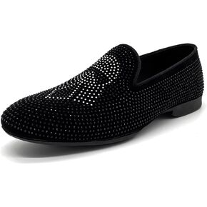 CMM Men's Pointed Toe Rivet Dress Shoes Glitter Modern Metallic Slip On Loafers Plus Size in Kuwait