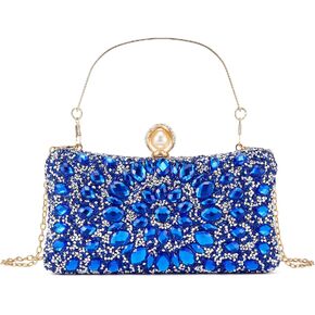 WEIMZC Women Multicolor Rhinestone Evening Clutch Purses Bridal Oval Sparkly Diamond Clutch Bag Crystal Wedding Prom Handbag