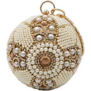 Boutique De FGG Dazzling Crystal Tassel Women Evening Bag Round Wedding Cocktail Wristlets Handbag Purse