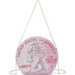 Covelin Women's Dollar Coin Handbag Rhinestone Purse Evening Clutch Bag