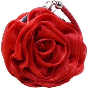 Mily Womens Satin Evening Bag Flower Shaped Wristlet