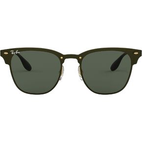 Ray-Ban RB3576N Blaze Clubmaster Square Sunglasses, Brushed Gold/Dark Green, 47 mm