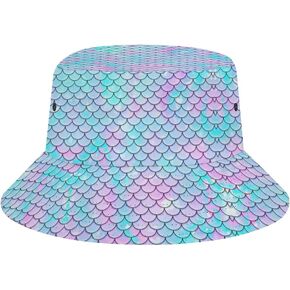 قبعة دلو على شكل قشور حورية البحر، قبعة صياد السمك الصيفية للنساء والرجال، للجنسين قابلة للطي على الشاطئ لقضاء عطلة السفر في الهواء الطلق in Kuwait