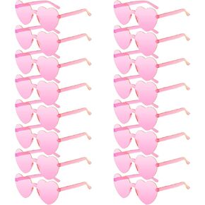 16 Pack Heart Sunglasses Love Shape Sunglasses Transparent Candy Color Framless Glasses for Valentine's Day Party Cosplay