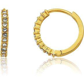 Little Miss Twin Stars Girls Earrings - 14K Gold Plated Crystal Huggy Earring - Hypoallergenic And Nickel Free For Sensitive Ears in Kuwait