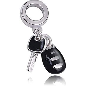 Bolenvi Black Enamel Car Keys Sports Vehicle Driver 925 Sterling Silver Charm Bead Pendant for Pandora & Similar Charm Bracelets or Necklaces in Saudi Arabia