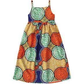 Noubeau Kids Toddler Girls African Dashiki Dress Little Girls Backless Halter Dress Ethnic Bohemia Style Summer Clothes in Kuwait