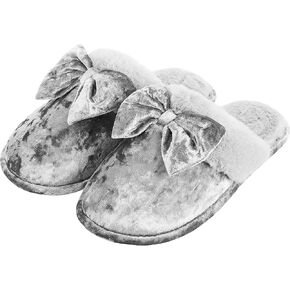 DL Womens Fluffy Velvet Slip on Scuff Slippers for Women Indoor, Warm Furry Ladies Bedroom Slippers with Non Slip Outsole Pink Gray Size 5-6, 7-8, 9-10 in Kuwait