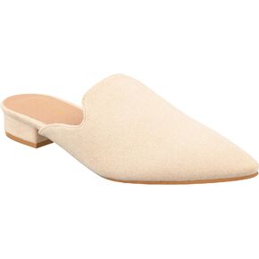 ILLUDE Women's Flat Mules Pointed Toe Backless Slip on Slides Loafer Shoes