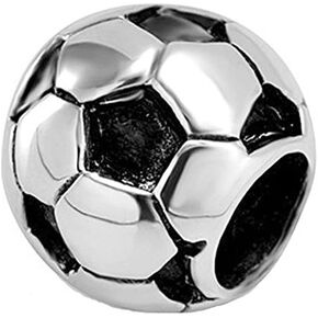 Football Charm 925 Sterling Silver Ball Charm Sport Charm Birthday Charm for Pandora Charms Bracelet (B)