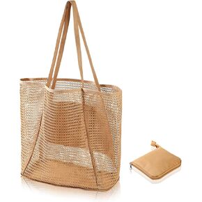Tibroni Mesh Beach Tote Bag Women, Extra Large Beach Bags, Pool Bag, Beach Shoulder Bag for Beach Shopping Travel & Vacation