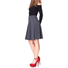 Dani's Choice Simple Stretch A-line Flared Knee Length Skirt