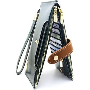 ANDOILT Wallets for Women Genuine Leather Wallet RFID Blocking Bifold Multi Card Case Purse with Zipper Pocket Handbag