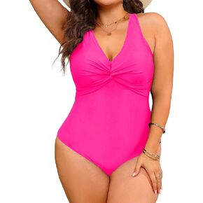 Aqua Eve Women Plus Size One Piece Swimsuits V Neck Tummy Control Bathing Suits Front Cross Swimwear in Saudi Arabia