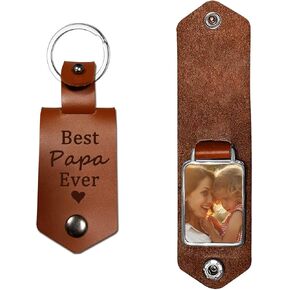 Leather Keychain-Dad Gifts-Best Papa Ever-Daddy Gifts from Daughter Son-Personalized Present for Papa Christmas Father's Day Birthday in Kuwait