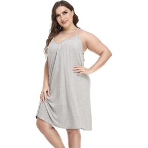 Corset Outlet Women's Plus Size Nightgown Full Slip Loose Sleepwear V Neck Night Dress Adjustable Spaghetti Strap Negligee
