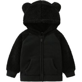 AMIYAN Bear Ears Shape Fleece Warm Hoodies Clothes Toddler Zip-up Light Jacket Sweatshirt Outwear For Baby Boys in Saudi Arabia