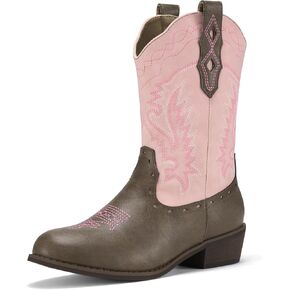 Rollda Kids Cowboy Boots Western Round Toe Cowgirl Boots for Boys Girls Toddler/Little Kid/Big Kid