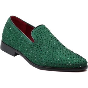 SPK26 Men's Vintage Velvet Rhinestone Designer Dress Loafers Slip On Shoes Classic Tuxedo Dress Shoes