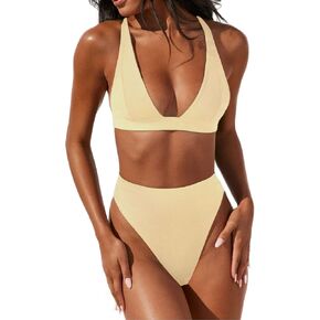 Forjunlyup Women Sexy Brazilian Bikini Sets 2 Piece Cheeky Triangle Bikini V Neck Swimsuit high Cut Thong Bottom in Kuwait