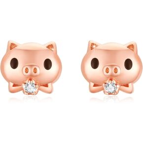 أقراط خنزير 925 من الفضة الإسترليني على شكل خنزير متطاير أقراط على شكل حيوان لطيف مجوهرات خنزير هدية للنساء والفتيات المراهقات in Kuwait