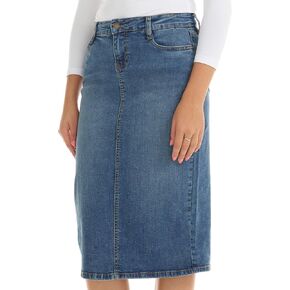 ESTEEZ Denim Jean Skirts for Women Midi Length - Women's Pencil Stretch Modest Denim Skirts - Milan