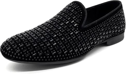 CMM Men's Pointed Toe Rivet Dress Shoes Glitter Modern Metallic Slip On Loafers Plus Size in Kuwait