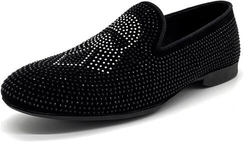 CMM Men's Pointed Toe Rivet Dress Shoes Glitter Modern Metallic Slip On Loafers Plus Size in Kuwait