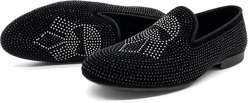 CMM Men's Pointed Toe Rivet Dress Shoes Glitter Modern Metallic Slip On Loafers Plus Size in Kuwait