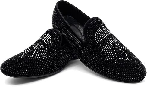 CMM Men's Pointed Toe Rivet Dress Shoes Glitter Modern Metallic Slip On Loafers Plus Size in Kuwait