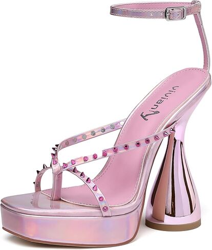 vivianly Women's Square Toe Platform High Heels Ankle Strap Chunky Block Heeled Sandals in Saudi Arabia