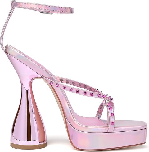 vivianly Women's Square Toe Platform High Heels Ankle Strap Chunky Block Heeled Sandals in Saudi Arabia