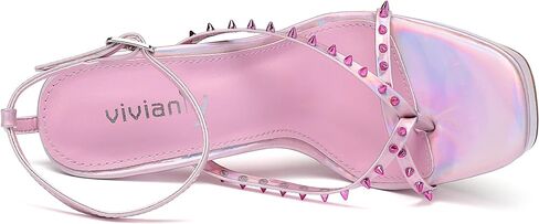 vivianly Women's Square Toe Platform High Heels Ankle Strap Chunky Block Heeled Sandals in Saudi Arabia