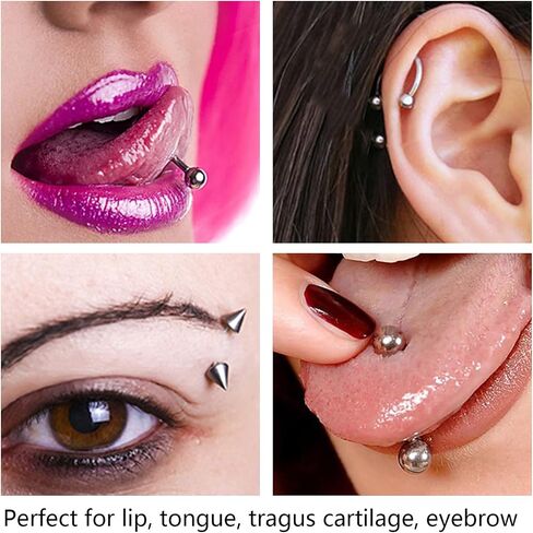 MZLYQ 85Pcs Body Piercing Jewelry,Stainless Steel Nose Lip Tongue Cartilage Tragus Eyebrow Industrial Barbell Belly Button Rings for all Body piercings Jewelry Set in Saudi Arabia