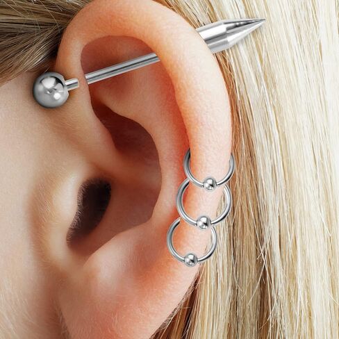 MZLYQ 85Pcs Body Piercing Jewelry,Stainless Steel Nose Lip Tongue Cartilage Tragus Eyebrow Industrial Barbell Belly Button Rings for all Body piercings Jewelry Set in Saudi Arabia
