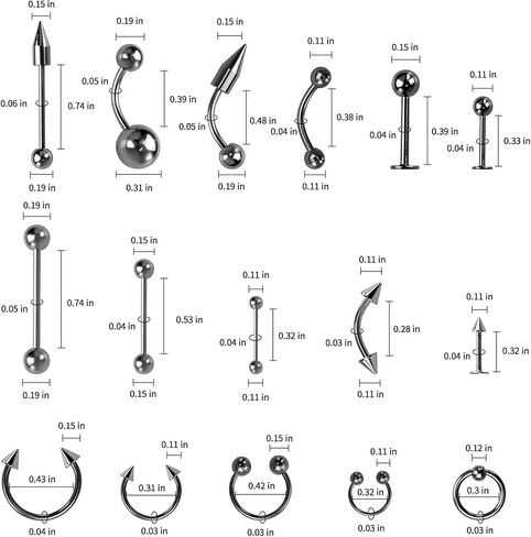 MZLYQ 85Pcs Body Piercing Jewelry,Stainless Steel Nose Lip Tongue Cartilage Tragus Eyebrow Industrial Barbell Belly Button Rings for all Body piercings Jewelry Set in Saudi Arabia