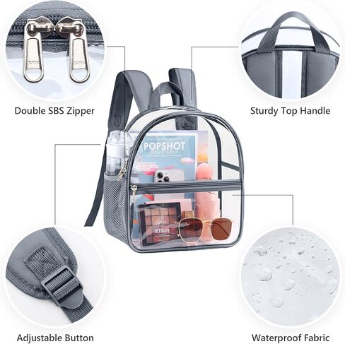 Mossio Clear PVC Mini Backpack Stadium Approved, Backpack with Adjustable Strap for Concert, Beach, Work, Travel & Sporting in Kuwait