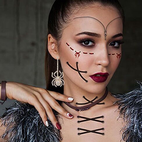 Spider Earrings for Women Halloween Rhinestones Drop Dangle Earring Gothic Halloween Party Accessories in Kuwait