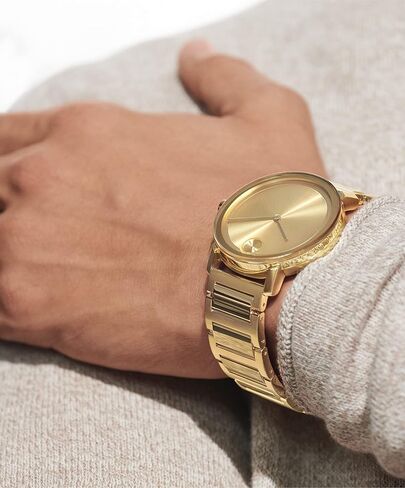 Movado Men's Bold Evolution Pale Gold Ion-Plated Steel Case and Link Bracelet, Yellow Gold in Saudi Arabia