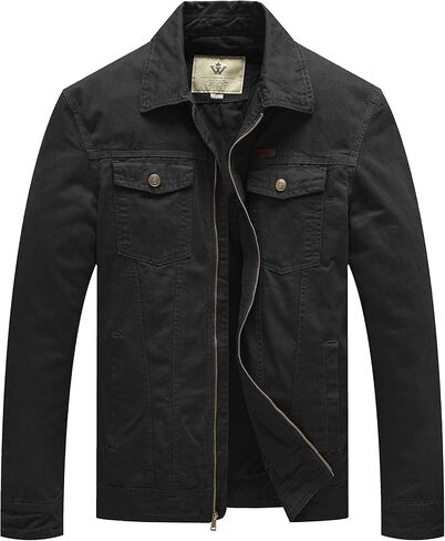 WenVen Men's Casual Canvas Cotton Jacket Lightweight Military Utility Jacket in Kuwait