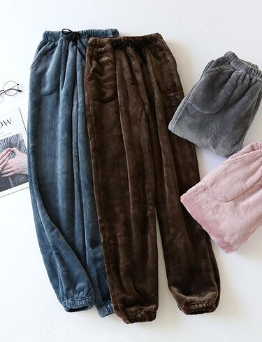 UANEO Womens Fluffy Pajama Pants Casual Warm Fuzzy Fleece Lounge Pants With Pockets in Kuwait