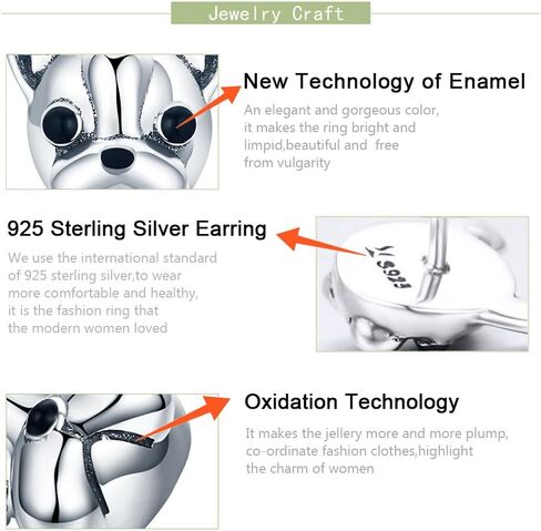 أقراط بلدغ الفرنسية من الفضة الاسترليني أقراط مسمار المينا للبنات هدية عيد الحب من بريزنتسكي in Kuwait