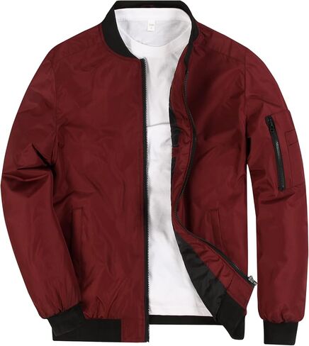 سترة منفوخة للرجال من SUNDAY ROSE خفيفة الوزن سترات ربيعية غير رسمية سترة واقية معطف سليم صالح نشط مقاوم للماء جيوب بسحاب in Kuwait