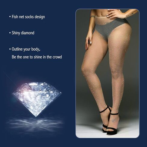 Mini Kitty 2 Pairs Rhinestone Fishnets Stockings Sexy Sparkly Tights High Waist Mesh Pantyhose With Bling Crystals Fishnets in Kuwait