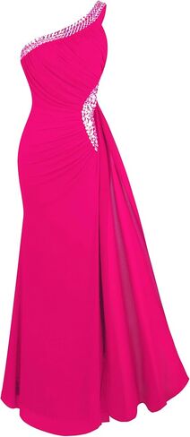 Angel-fashions المرأة كتف واحد Ruching الديكور الشريط ثوب السهرة الناعمة in Kuwait