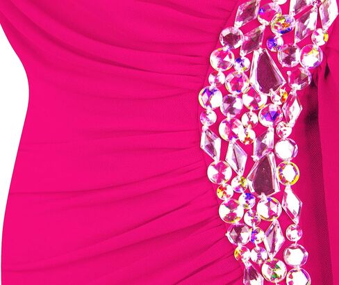 Angel-fashions المرأة كتف واحد Ruching الديكور الشريط ثوب السهرة الناعمة in Kuwait