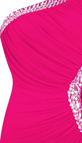 Angel-fashions المرأة كتف واحد Ruching الديكور الشريط ثوب السهرة الناعمة in Kuwait