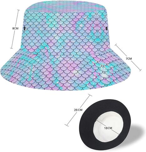 قبعة دلو على شكل قشور حورية البحر، قبعة صياد السمك الصيفية للنساء والرجال، للجنسين قابلة للطي على الشاطئ لقضاء عطلة السفر في الهواء الطلق in Kuwait